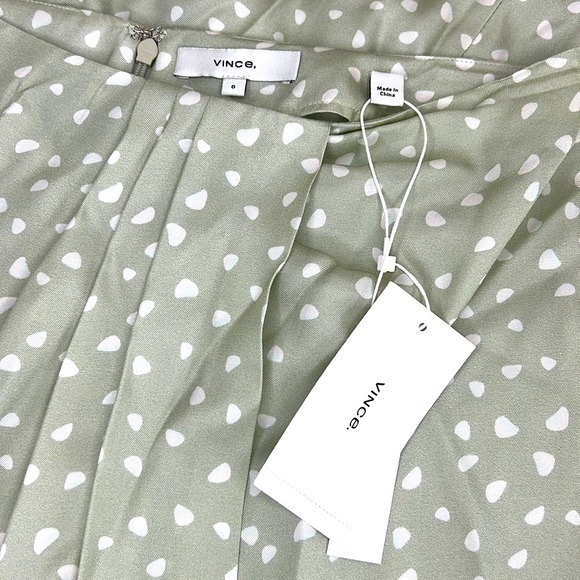 Vince Drape Silk Blend Skirt in Stone Dot Size 0 NWT - Picture 1 of 6